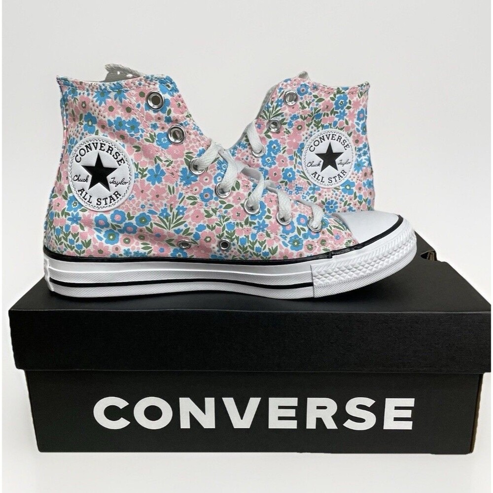 Chuck Taylor All-Star Hi Mini Flowers Women 7.5 White Gnarley Blue Converse New